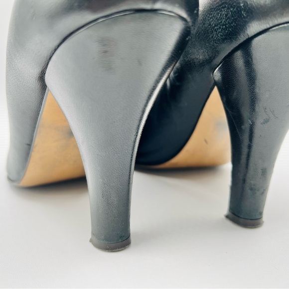 LOVE MOSCHINO PUMPS OPEN TOE LEATHER HEEL RED AND BLACK SHOE HEART SHAPE SIZE 38 - Picture 15 of 17